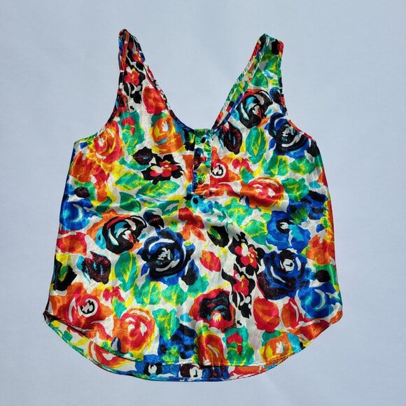 Victoria's Secret Floral Tank Top Sleeveless Button Front S - Picture 1 of 6